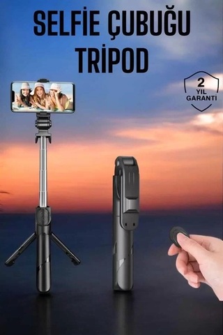 Home Tripod Kablosuz Bluetooth Bağlantılı Selfie Çubuğu 360 Derece Dönebilen