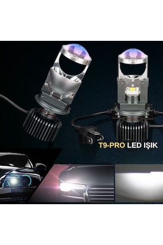 H4 Far Ampül Lazer Mercekli T9-pro Luxury Ayarlı Mini Bi-led Far Ampülü
