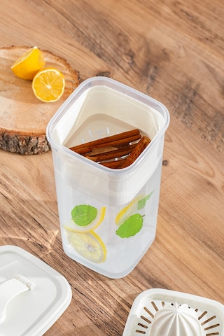 Porsima 1110 Detoks Sürahi & Limonluklu Matara Şeffaf-beyaz 2 Lt