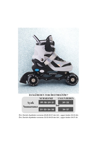 Melek Kanatlı Işıklı Çocuk Pateni Ve Dizlik Seti Silikon Teker Ayarlanabilir Paten Çantalı Siyah Siyah