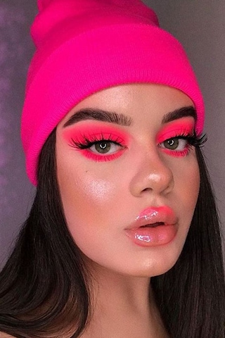 Unisex Kışlık Neon Pembe Katlamalı Bere Neon Pembe