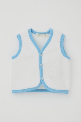 Breeze Erkek Bebek Polar Yelek Düğmeli 0-9 Ay, Beyaz Beyaz