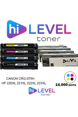 Ht-crg075h-set Hilevel Toner,canon Mf663 14k Sayfa 4 Renk Cmyk Chipli Muadil Toner