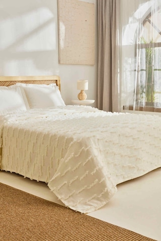 Kaşmir Home Ella Çift Kişilik Yatak Örtüsü Offwhite