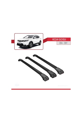 Nissan Qashqai 2014-2017 Arası İle Uyumlu Ace-1 Ara Atkı Tavan Barı Siyah 3 Adet Bar
