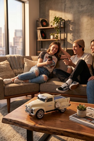 Bluetooth Hoparlör Pickup Araba Güneş Enerjili Speaker D54 Bej