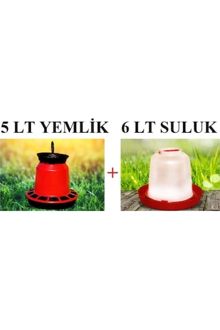 Yemlik + Suluk 2' Li Set 5 Lt Yemlik + 6 Lt Suluk Tavuk Yemliği Tavuk Suluğu Kuş Ve Kanatlı Hayvan