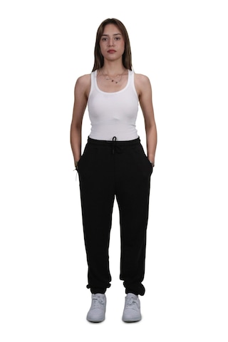 Kadın Modal Kumaş Lastikli Paça Siyah Jogger Pantolon Siyah