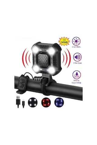 Forte Gt 2122 Bisiklet Ön Işık 350 Lümen 140 Db Usb Şarjlı Yüksek Güçlü Far Korna