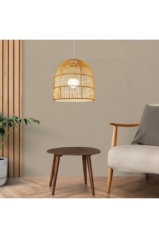Suntek Rattan Abajur Avize Işık Fikstürü Kapak Art 25cmx26cm Bej