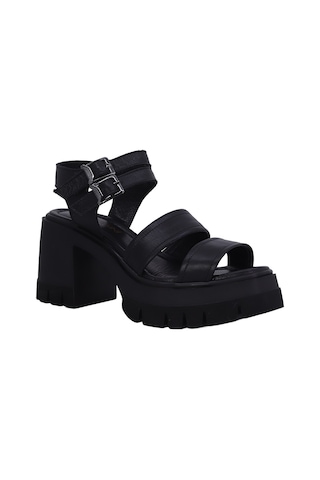 Albishoes Albini 26y10883 Hakiki Deri Topuklu Kadın Sandalet Siyah