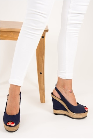 Fox Shoes Lacivert Kadın Dolgu Topuklu Ayakkabı 9674070805