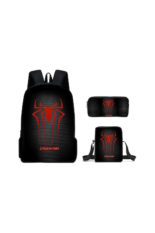 Örümcek Adam Yeni Sırt Çantası Büyük Kapasiteli Öğrenci Kişilik Okul Çantası Üç Parça Seti Stil 21