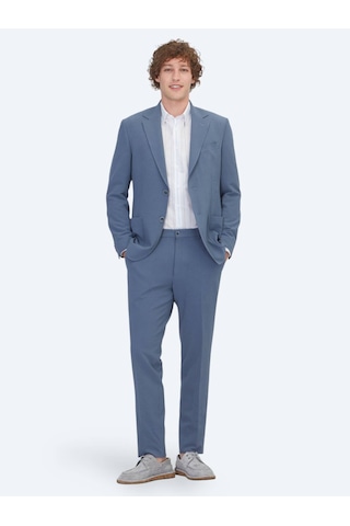 Kip Mavi Çizgili Modern Fit Takım Elbise