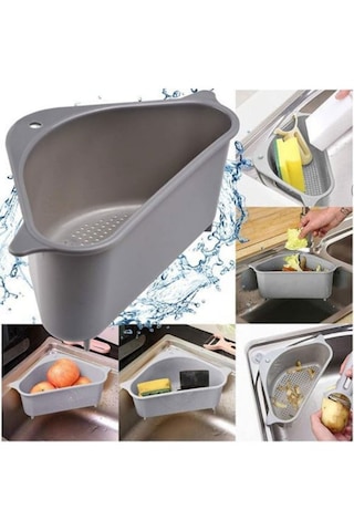 Rotanev Lavabo İçi Üçgen Filtre Sepeti Sebze Meyve Mutfak Süzgeci Çay Süzgeci Vantuzlu Lavabo Süzgeç