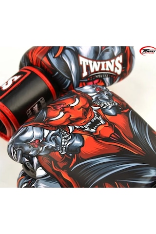 Twins Fbgvl3-58rd Kabuki Boks Eldiveni Deri Muay Thai Eldiveni Kırmızı