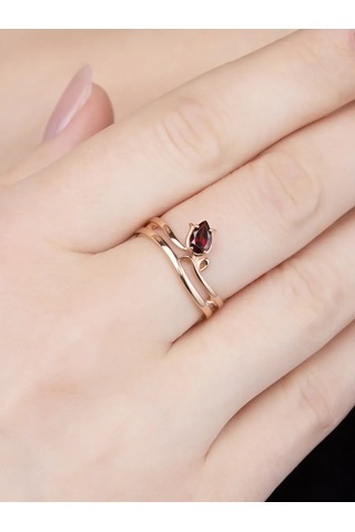 Uvelirnye Tradicii 925 Ayar Gümüş Doğal Granat Taşlı Yüzük 402987506 Gri