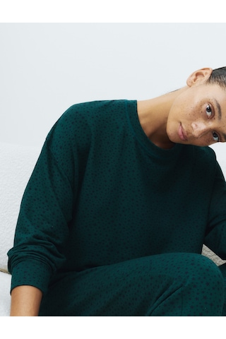 Marks & Spencer Flexifit Yıldız Baskılı Pijama Takımı T37002235J Yeşil