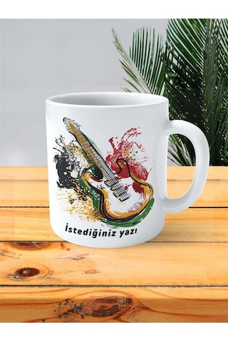Elektrogitar Baskılı Kupa Bardak Kişiye Özel Model 4 Çok Renkli