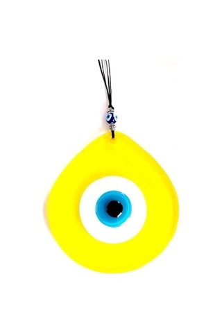 Mavi Nazar Boncuklu Sarı Renk Nazar Boncuklu Damla Desen El Yapımı Duvar Süsü Hediyelik Eşya