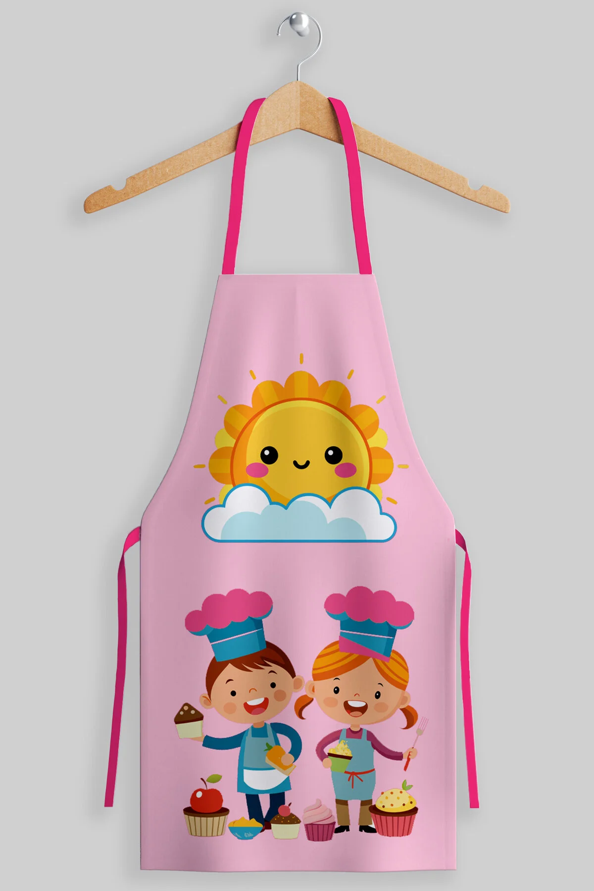 Ays Home Pembe Şapkalı Kız Çocuğu Önlük Seti 1 Önlük 1 Şapka Pembe