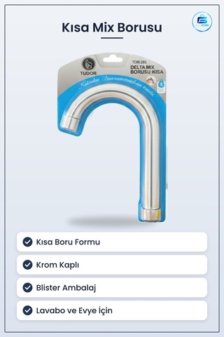 Kısa Delta Mix Boru Blisterli Banyo Tesisatı Musluk Bağlantı Lava