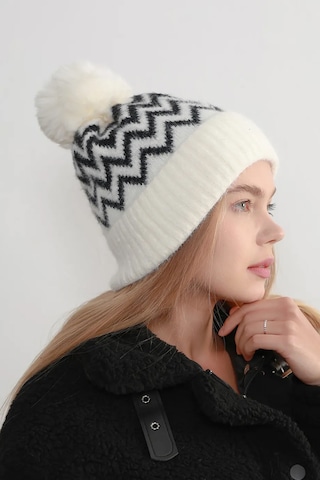 Zigzag Desenli Kadın Bere Rkş-19 Siyah Beyaz 4155630 Beyaz - Siyah