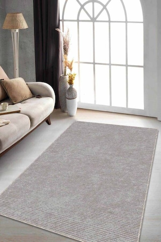 Gri Sade Desensiz Kaymaz Tabanlı Dekoratif Halı Rv200n11