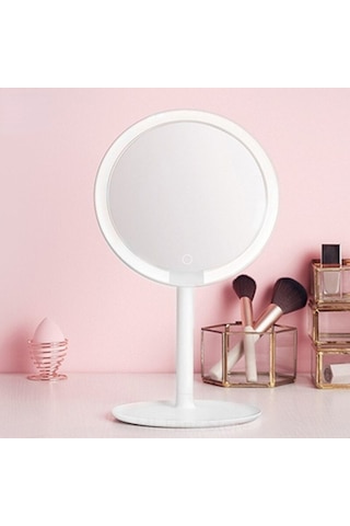 TechTic Dokunmatik LED Işıklı USB Li Yuvarlak Makyaj Aynası Beyaz