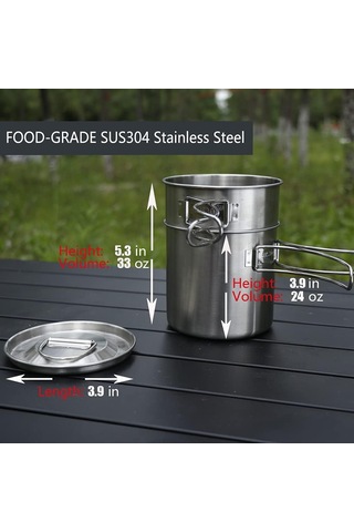 Adet Katlanabilir Kamp Bardakları Ve Kupaları Tencere 304-gıda Sınıfı Paslanmaz Çelik Açık Hava Pişirme Seti Havalandırmalı Kapaklı Diğer