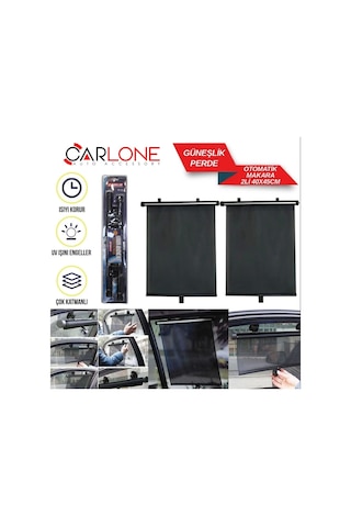 Makaralı Otomatik Yan Cam Perde 2'Li 36x54cm Güneşlik- Araç Cam Güneşliği