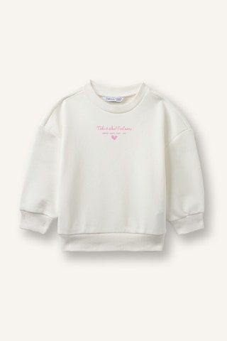 Defacto Baskılı Bisiklet Yaka Kalın Kumaş Sweatshirt Kız Bebek I5084a526auer85 Ekru-er85