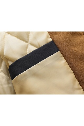 Kapitone Pamuklu Sweatshirt Sahte İki Parçalı Erkek Ceketi Haki