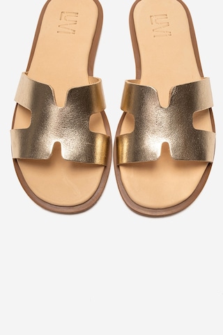 Luvishoes Bıora Altın Hakiki Deri Kadın Terlik