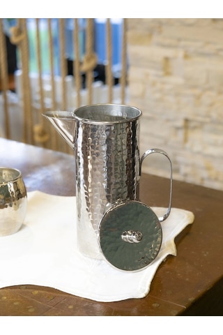 Bakır Silindir Sürahi Gümüş