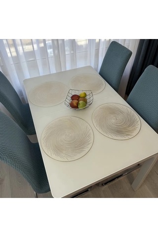 Heavenly Place Masanız İçin Yuvarlak Mutfak Peçeteleri, 4 Adet 376221543 Beyaz