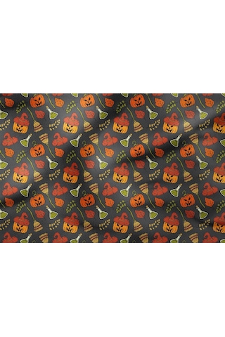 Happy Halloween Şapkalı Balkabağı, Süpürge, Yaprak