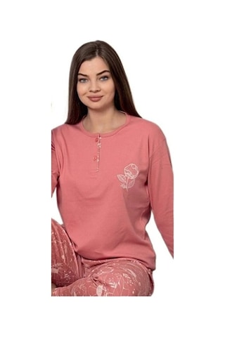 Mina Collection Kadın Pijama Takımı Uzun Kollu Yumuşak Dokulu E Narcc