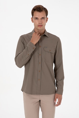 U.s. Polo Assn. Erkek Haki Gömlek Desenli 50316655-vr027 Haki