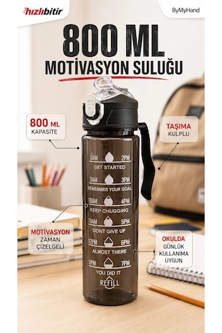Bymyhand Siyah Taşıma Kulplu Kilit Kapaklı Pipetli Suluk Okul Matarası Motivasyon Matarası 800 Ml Bymyhand Siyah Taşıma Kulplu Kilit Kapaklı Pipetli Suluk Okul Matarası Motivasyon Matarası 800 Ml