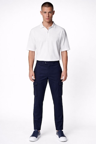 Giotelli Erkek Lacivert Dar Kesim Slim Fit Viskon Dokuma Kargo Cep Normal Bel Pantolon