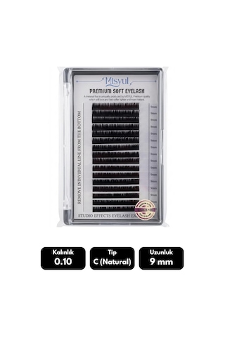 Misyul 0.10c Natural Kıvrım 9 Mm Soft Eyelash Doğal İpek Kirpik 16'lı
