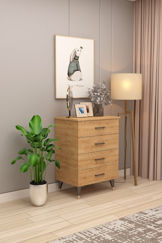 Asra Trend 4 Çekmeceli Şifonyer ŞF-01 %100 MDF Modern Yatak Odası Dolabı Safir Meşe