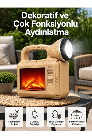 Solar Cob Alev Efektli Lamba Güneş Enerjili, Suya Dayanıklı, Taşınabilir Aklby-bsva58