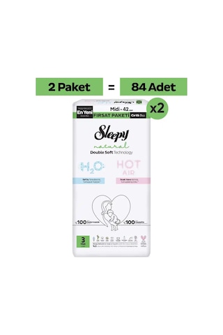 Sleepy Natural Double Soft Ultra Fırsat Paketi Bebek Bezi 3 Numara Midi 84 Adet