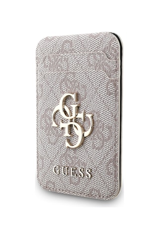 Guess Lisanslı Pu Deri 4g Desenli Metal Büyük 4g Ve Yazı Logolu Standlı Magnetik Kartlık Pembe