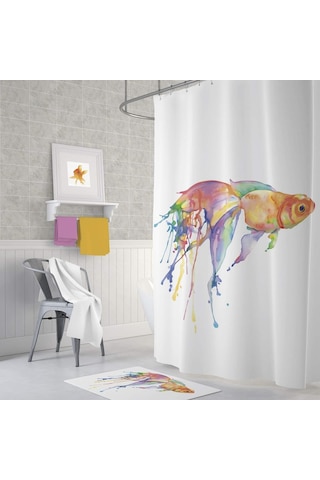 Zethome Tropik Goldfish Banyo Duş Perdesi Tek Kanat 1X180X200 Çok Renkli Zethome Tropik Goldfish Banyo Duş Perdesi Tek Kanat 1X180X200 Çok Renkli