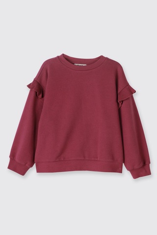 Panço Kız Çocuk Fırfır Detaylı Mürdüm Sweatshirt Mor