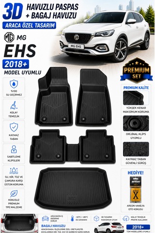 Mg Ehs 2023 Model Uyumlu 3d Araca Özel Havuzlu Paspas+bagaj Havuzu Birebir Uyum