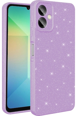 Galaxy A06 Uyumlu Kılıf Kamera Korumalı Simli Lüks Zyl Koton Kapak - Lila Lila